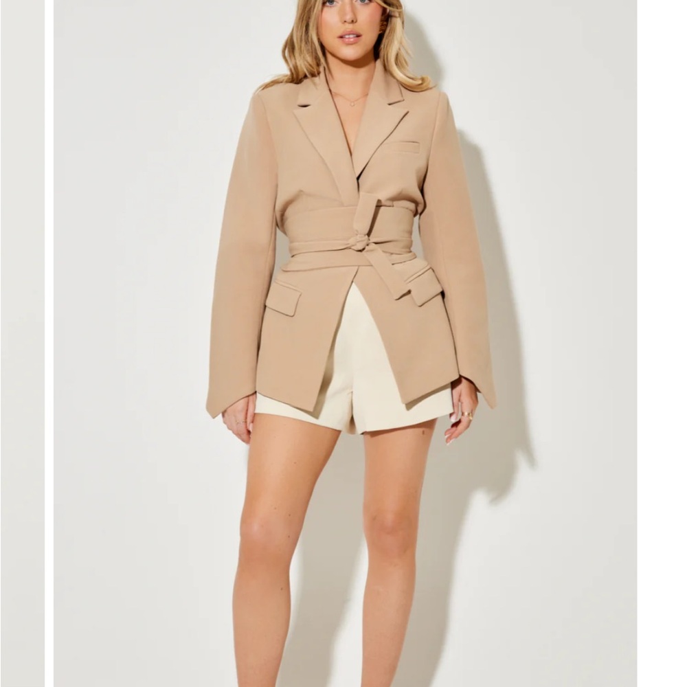 Tan Belted Blazer odd muse